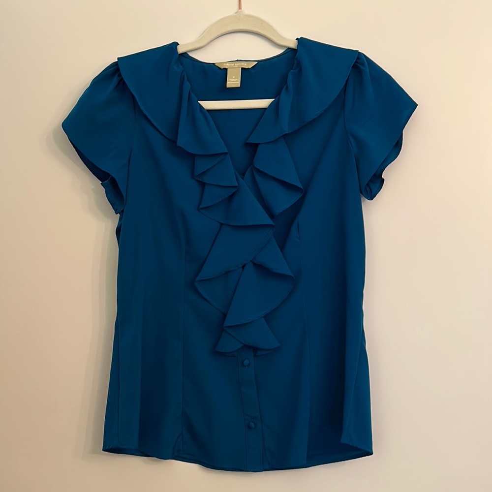 Banana Republic Dark Blue Ruffled Blouse